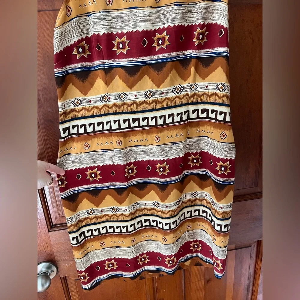 Southwestern Print Mini Dress Vintage Aztec Tribal Desert Boho Dress M/L